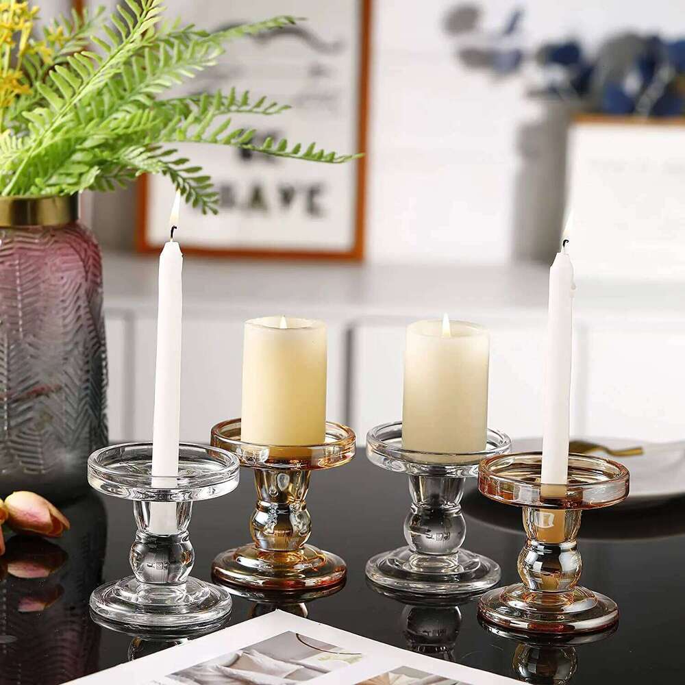 Glass Pillar Holder/Taper Candlestick Holders, Decorative Unity Candle Holder for Formal Even Y260131