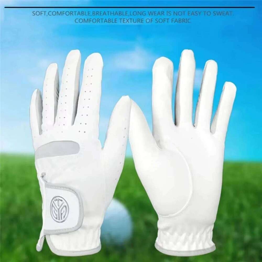Men's Sports Breathable Single Left Right Hand Leather Golfing Glove White Maximum Grip Golf Male Sport Gloves XJ260202