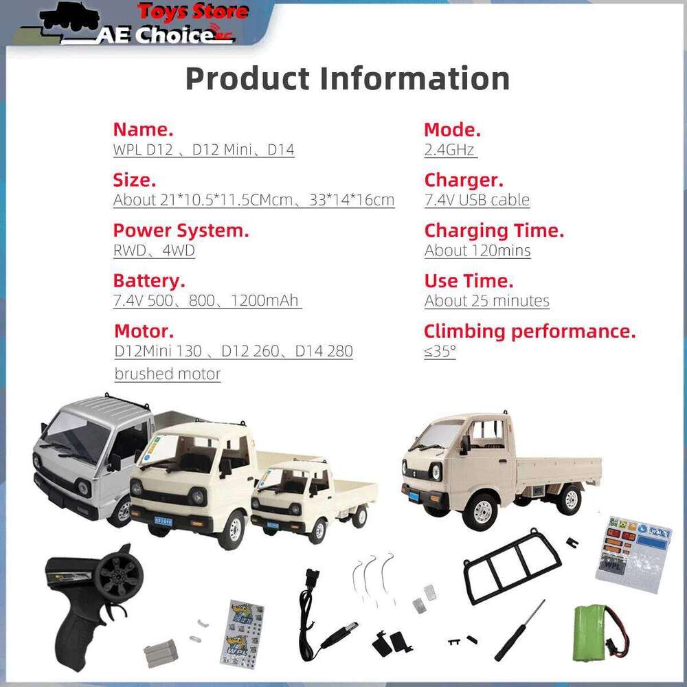 WPL 1:10 D14 4WD RC D12 1/10 Full Scale Minivan Drift Remote Control D12Mini 1/16 Electric Car Toys for Children Gift Y260131