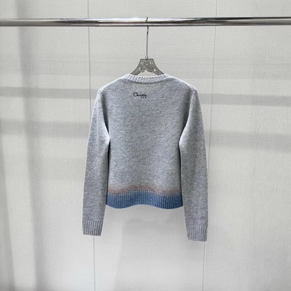 Women's Sweaters Gradient Patchwork Embroidery Floral Knitted Pullover Women Autumn O-neck Long Sleeve Cashmere Soft Sweater Pull