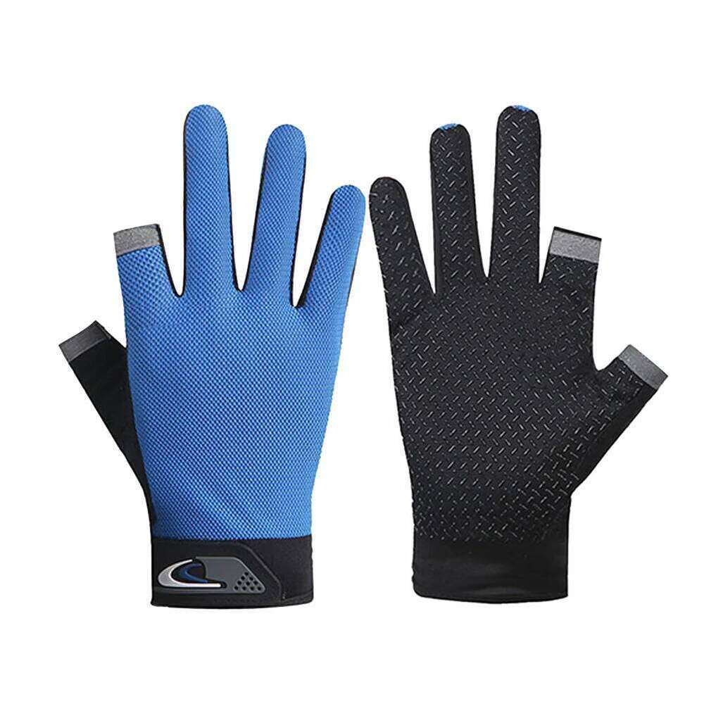1 Pair 2 Cut Fingers Fingerless Gloves Men Women Breathable Anti-slip Antiskid Fishing Wear for Pesca Fitness XJ260202