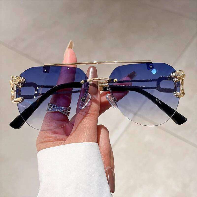 KAMMPT Vintage Rimless Sunglasses Men Women Trendy Pilot Gradient Shades Sun Glasses Fashion New Double Bridge UV400 Eyewear H260202