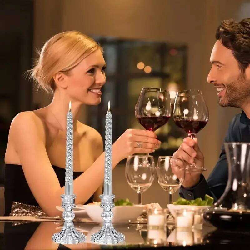 Retro Transparent Glass Candle Holders Suitable For Pillar Candles, Weddings, Holiday Parties Decoration Y260131