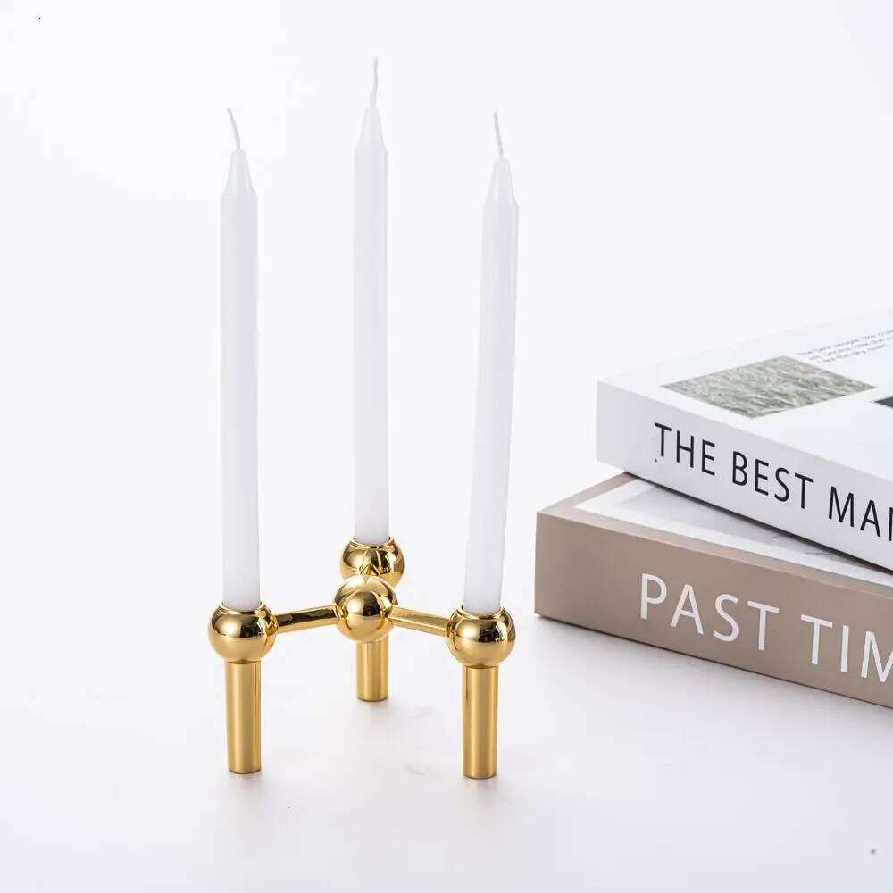 New Style Gold Candle Holder Nordic Metal Molecular Structure Candlestick Centerpiece Living Room Decoration Gift Home Decore Y260131