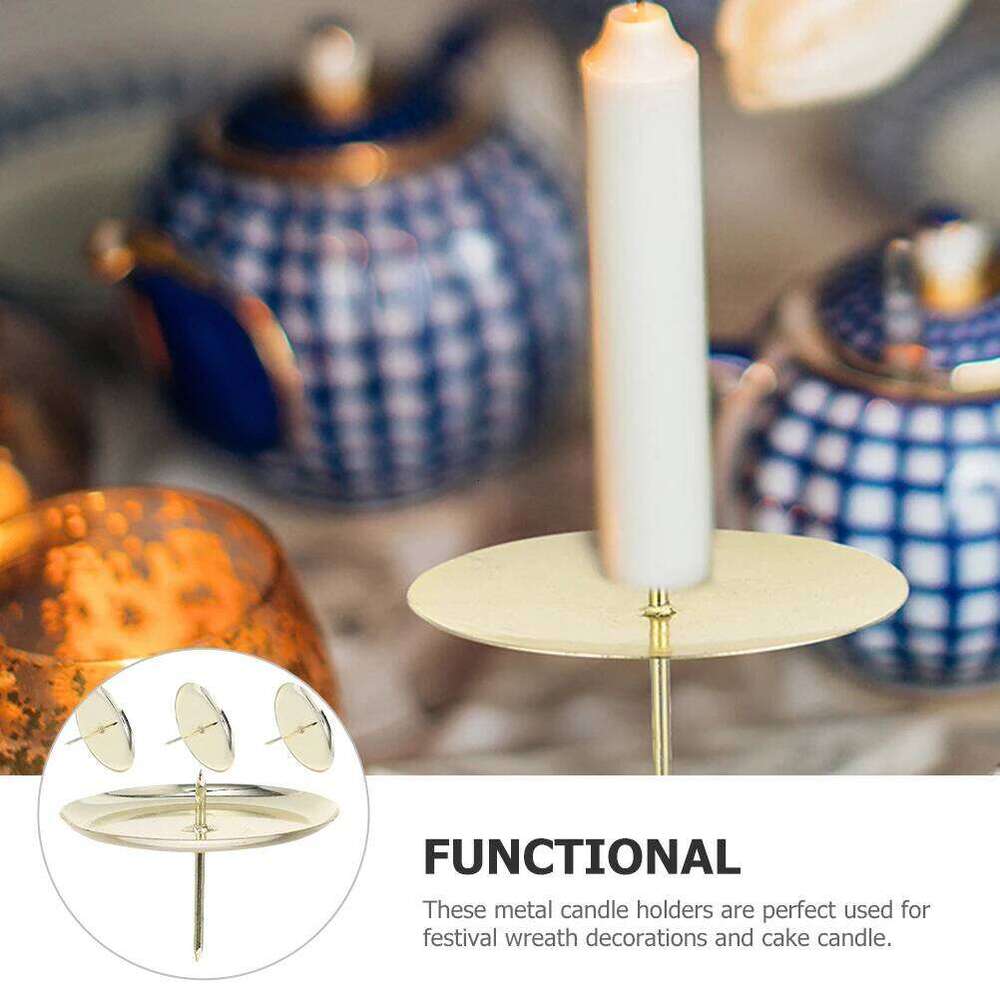 4pcs Candlestick Holders Holder Golden 6cm Pillar Plate Fixing Tea Light Stand Home Decoration Y260131