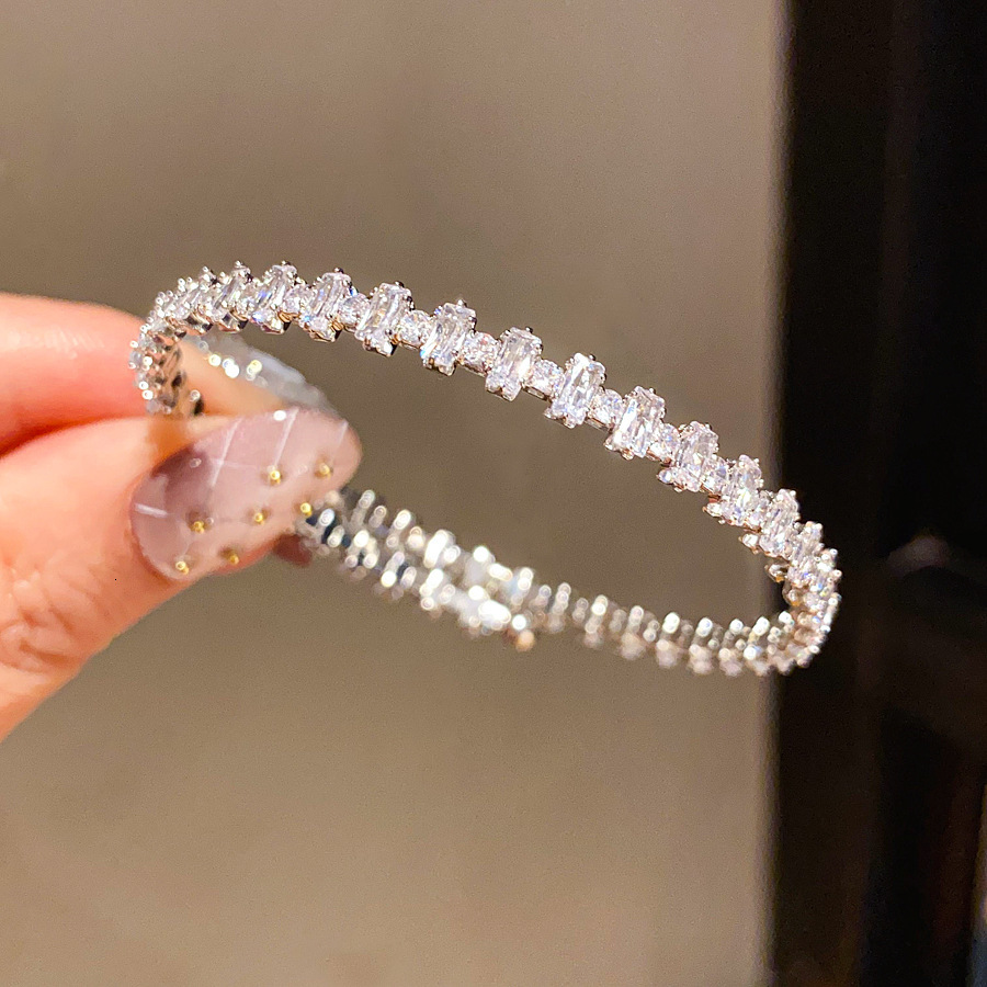 Zircon Square Simple Fashion Open Bracelet European Luxury Bracelet Cross Border Brooch Multi Functional Bracelet Designer Bracelet Light Luxury Women