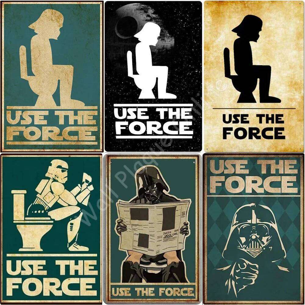 Use The Force Retro Tin Toilet Bathroom Decoration for Bars Restaurants Cafes Shops Funny Vintage Metal Sign 8x12 Inch 26H0202