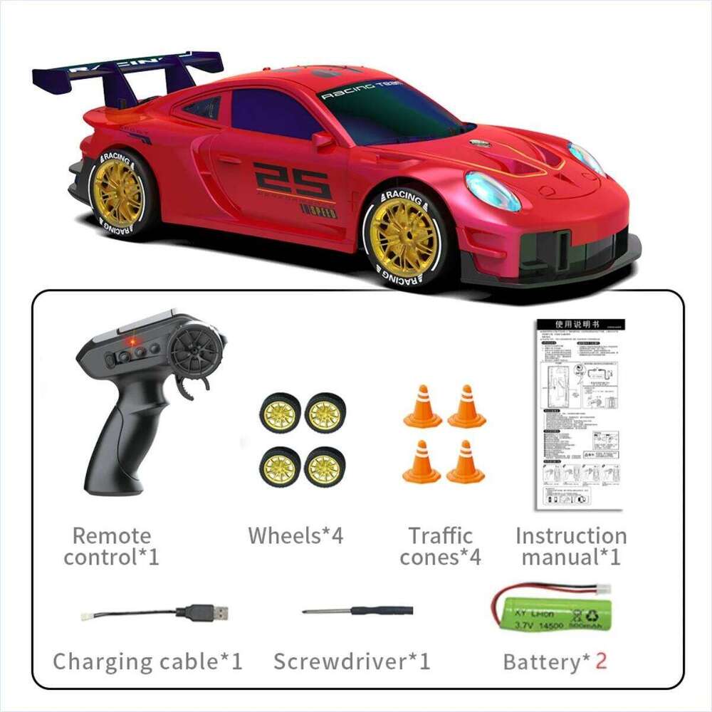 1:24 2.4G 4WD RC Drift with LED Light Remote Control Racing Vehicle Replaceable Tire Competition Race Car Toy Gift Q228 Y260131