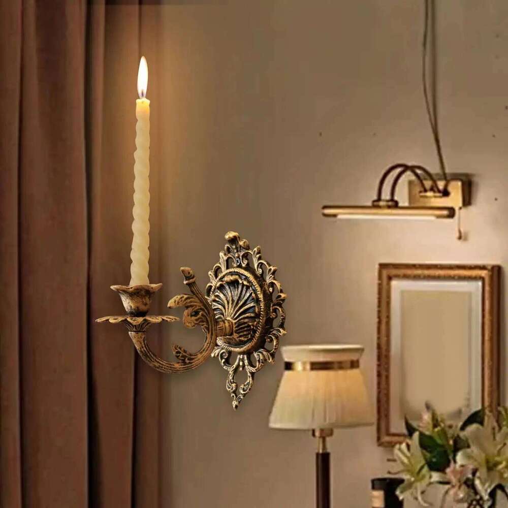 Candlestick Crafts Art Retro Wall Mounted Candle Holder Iron Candleholder for Dining Room Party Yard Home Decor Y260131