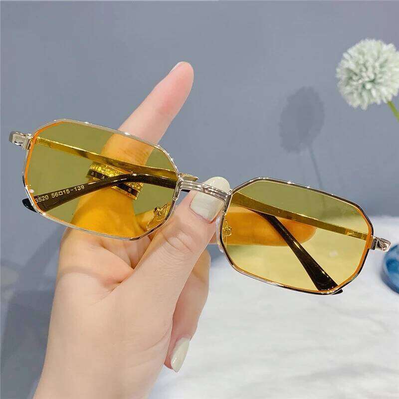 Narrow Sunglasses Men Fashion Rectangle for Women Metal Luxury Brand Classic Sun Glasses H260202