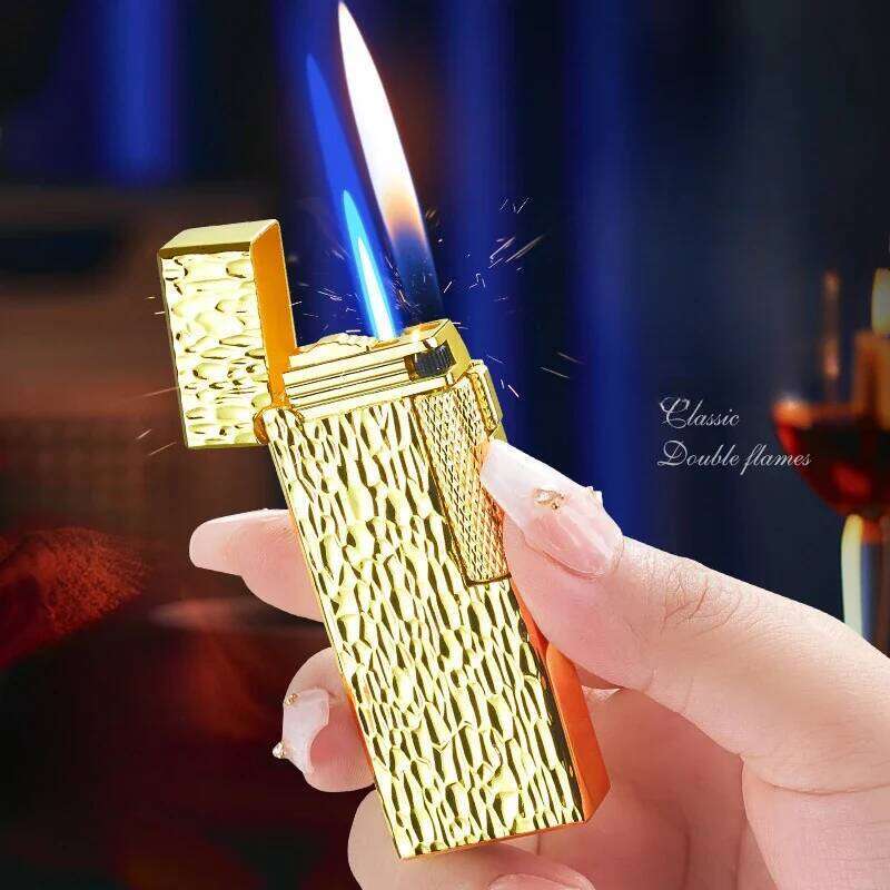 Creative Narrow Version Ultra-thin Gas Dual Flame Switch, Grinding Wheel Ignition Lighter, Metal, Men's Gadgets W260202