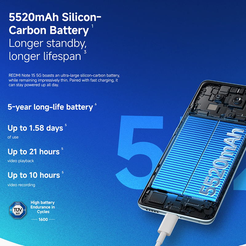 Xiaomi Redmi Note 15 5G Global Version Snapdragon 6 Gen 3 NFC 108MP camera 5520mAh 120Hz 6.77" AMOLED display