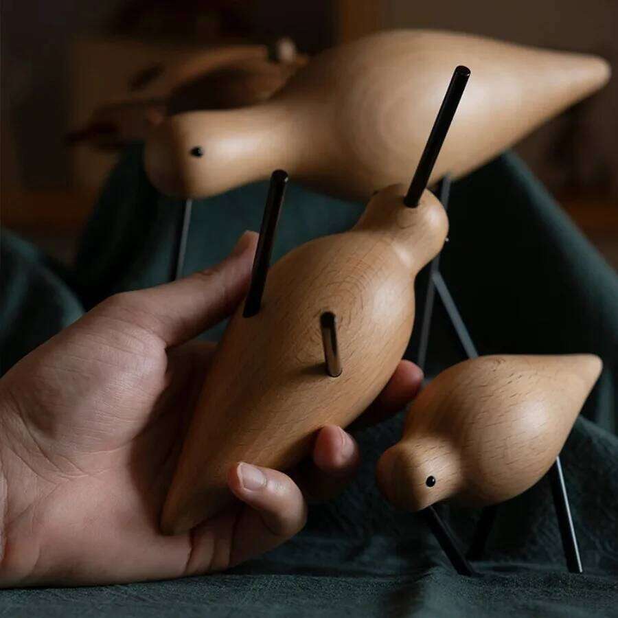 Nordic Style Wooden Short Ornaments Creative Abstract Animal Statues Home Decor Bird Sculpture Living Room Desktop Crafts Y260202