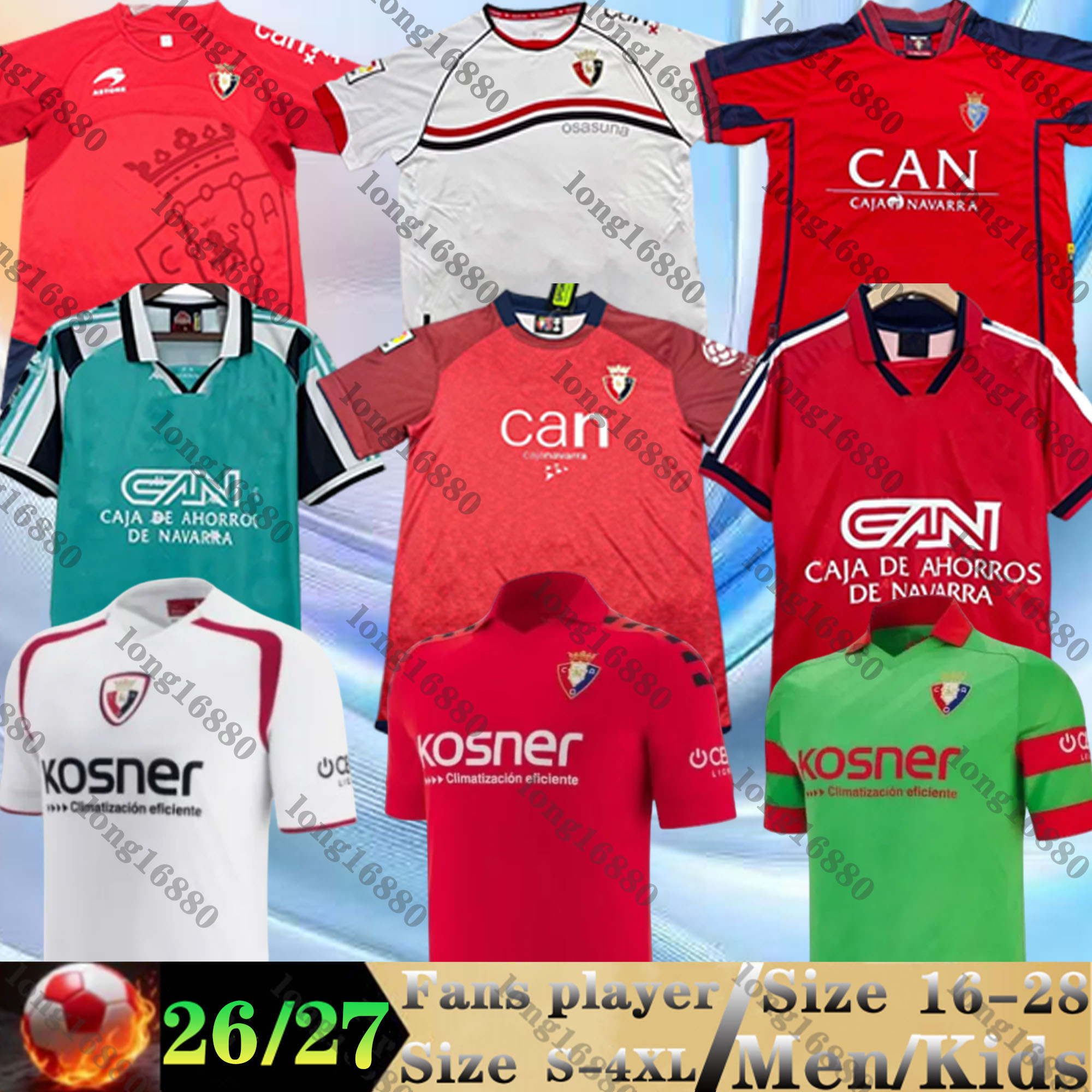 25 26 Osasuna Soccer Jerseys ARESO MONCAYOLA Retro 96 97 00 01 04 05 10 12 BOYOMO MONCAYOLA ABEL BRETONES Avila BUDIMIR CATENA BARJA 2025 2026 men Fooball Shirts kids kit