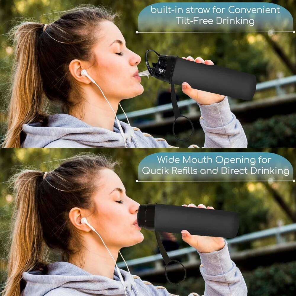 600ML, silicone portable sports water bottle, suitable for hiking, camping, lightweight and foldable desi Z260202