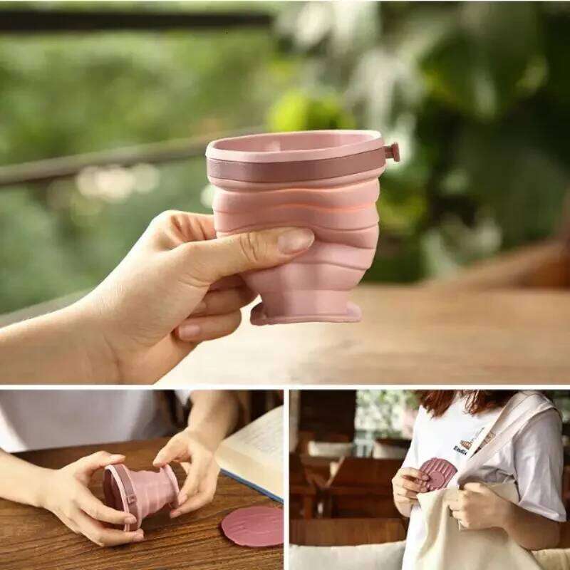 Silicone Folding Coffee Water Portable Outdoor Travel Carrying With Lid Mouthwash Cup Z260202
