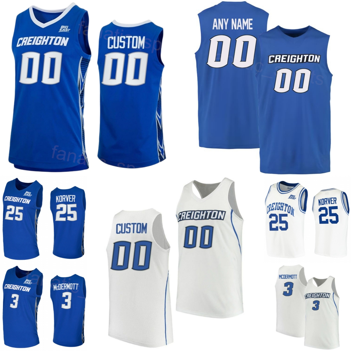 Printed Basketball Creighton Bluejays College Jerseys 25 Kyle Korver 0 Marcus Foster 15 Martin Krampelj 3 Doug McDermott 35 Paul Silas Tolliver Woman Youth Man