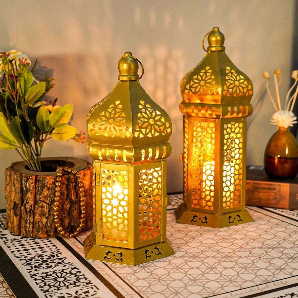 1PC Metal Morocco Lantern Holder, Elegant Home Cutout Wrought Iron Wind Lamp Candle Holder Tabletop Crafts Y260131