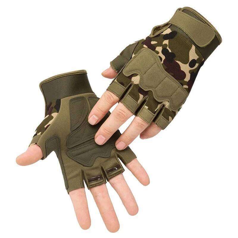 Men Women Outdoor Sport Men's Fitness Half Finger Bicycle Cycling Glove Camouflage Short Gloves XJ260202