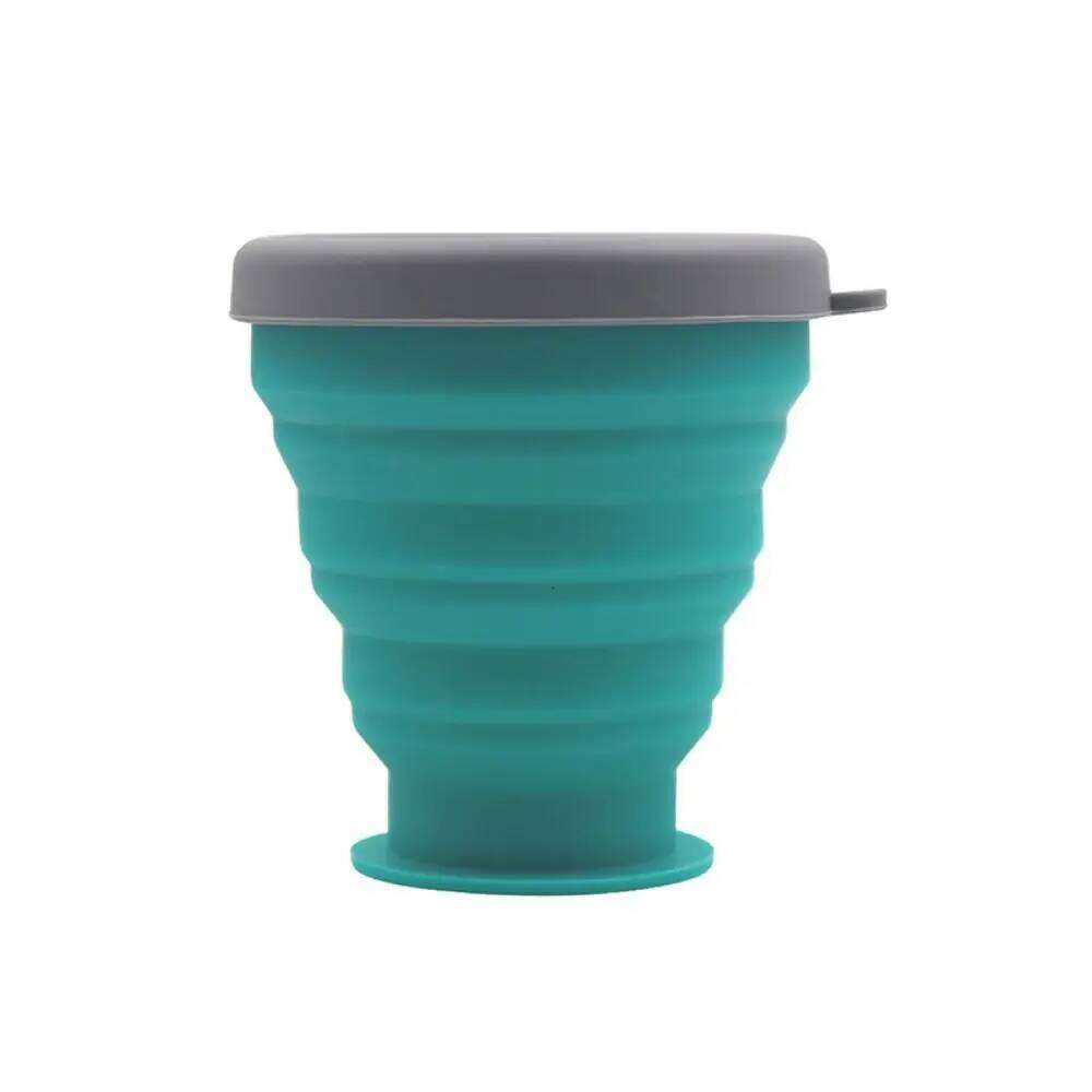 Telescopic Collapsible Water Cups Food Grade Silicone with Lid Foldable Cup Portable Heat Resistant Travel Mug Drinking Z260202