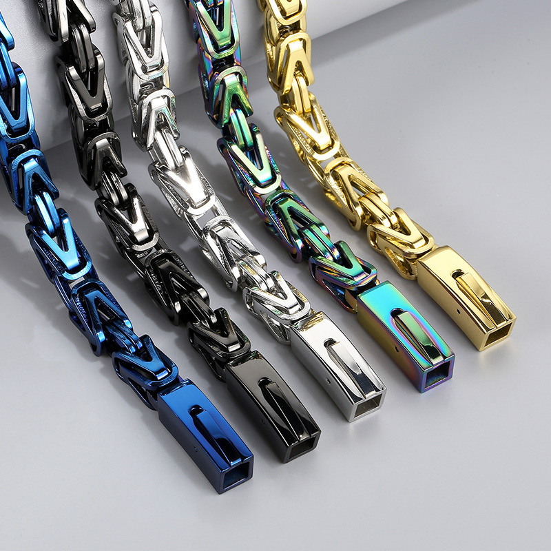 Trendy Mens Hip-Hop Style Stainless Steel Emperor Chain Accessories Fashion Street Domineering V-Shaped Woven Mens Steel Necklace 240115