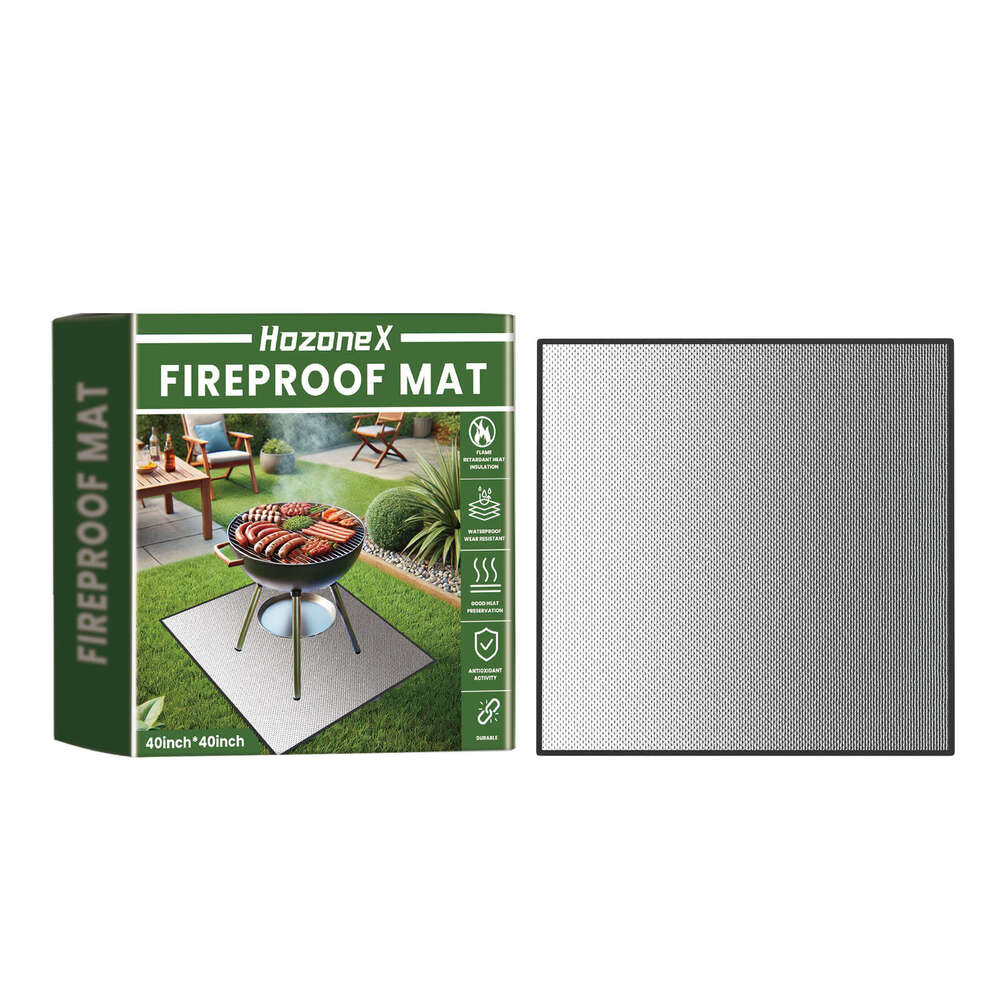 HozoneX Outdoor Lawn Patio BBQ Fireproof Waterproof Square Protective Mat S260202
