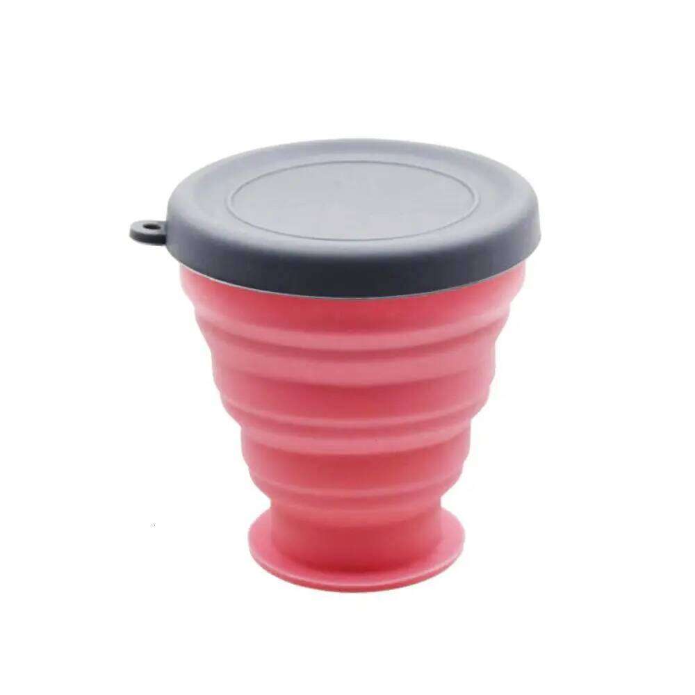 Telescopic Collapsible Water Cups Food Grade Silicone with Lid Foldable Cup Portable Heat Resistant Travel Mug Drinking Z260202