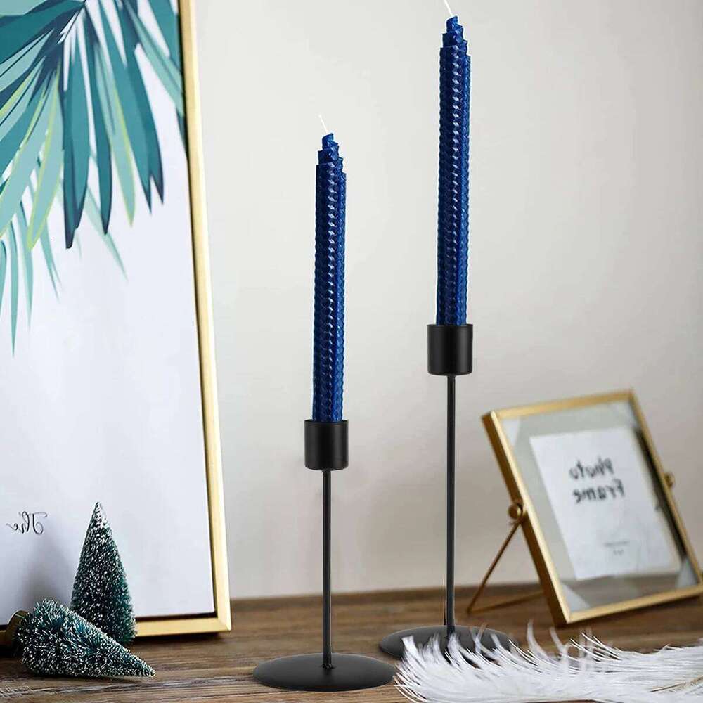 2Pcs Black Metal Candlestick Taper Decorative Candle Holder for Wedding Dinning Anniversary Table Centerpieces Y260131