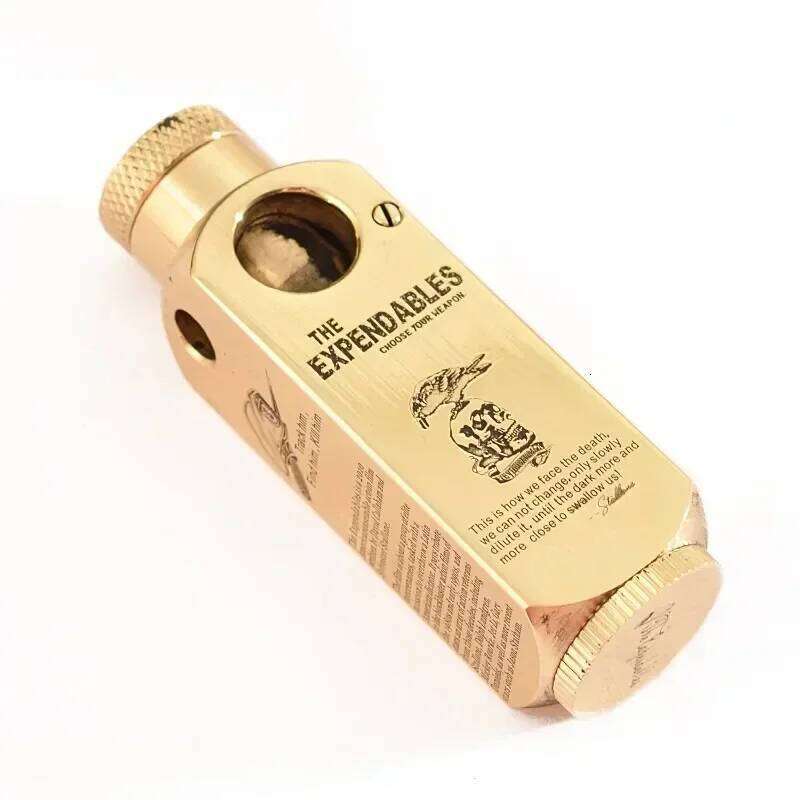 New Luxury Heavy-duty Trench Shaped Brass with Laser Carved Hexagonal Patterns Personalized Retro Lighter for Collection W260202