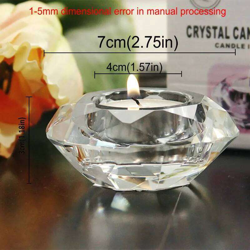 Clear Crystal Glass Candlestick Diamond-shaped Candle Holder For Candlelight Home Decoration Y260131
