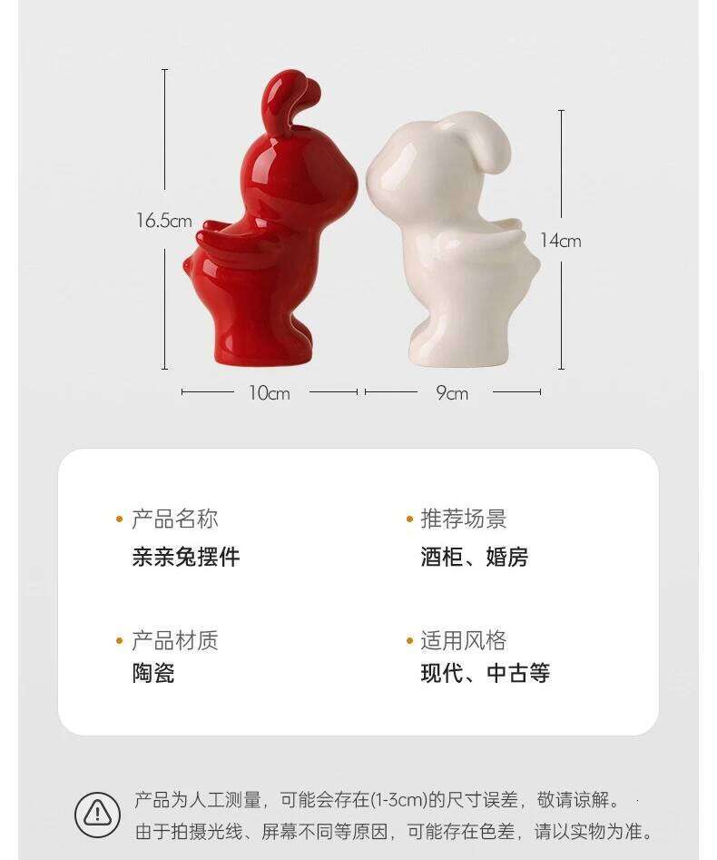 2 Pcs Creative Couple Rabbit Ornaments Cute Ceramic Artcles Home Decor Gifts Decoration Crafts Wedding Gift Giving Y260202