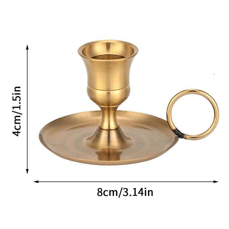 1Pc Metal Candle Holder With Handle Desktop Candlestick Adornment For Dining Table Wedding Festive Centerpiece Decoration Y260131