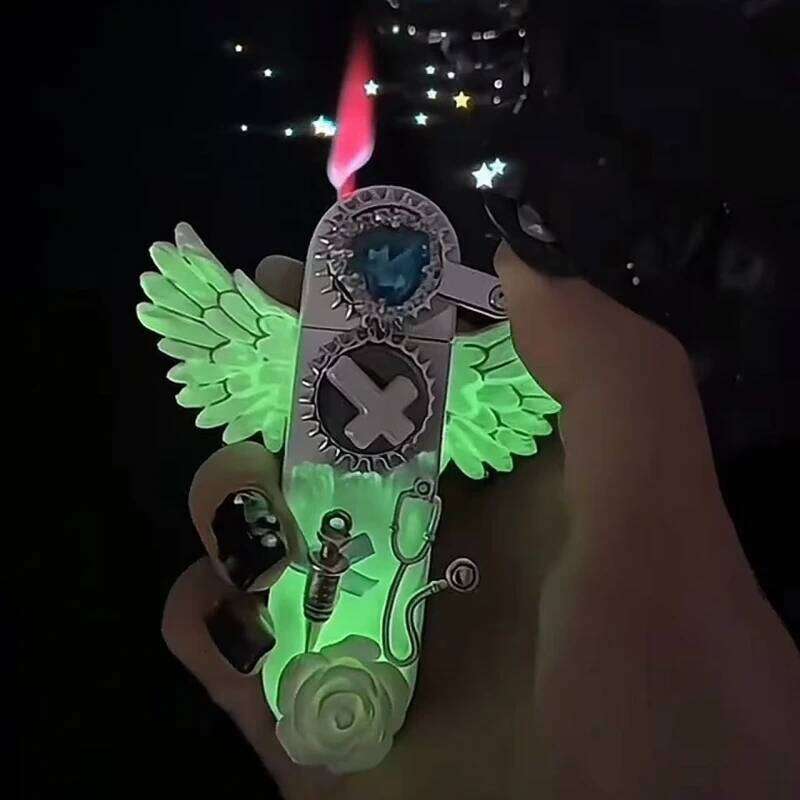 Windproof Angel Wings Cute Outdoor Jet Flame Lighter Cigarette Accessories Fashionable Girl with Gift Box W260202