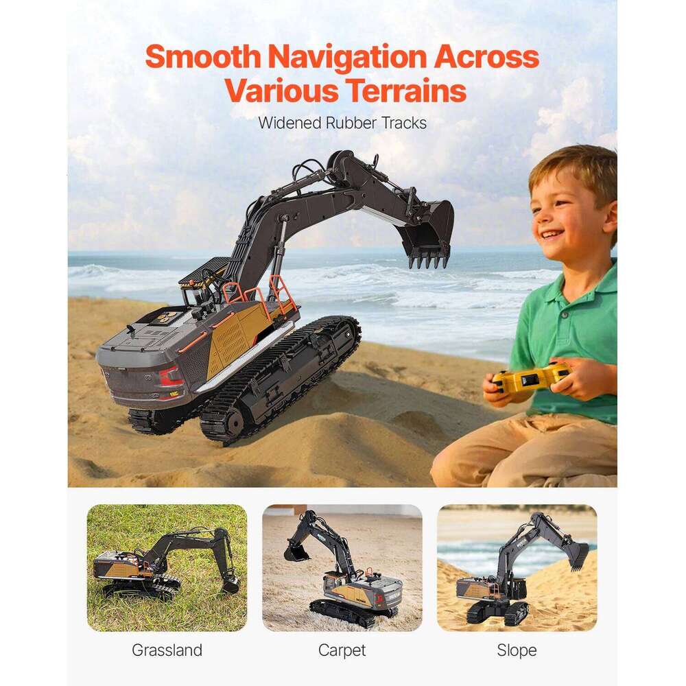VEVOR 1:14 RC Excavator Toy 22 Channel Remote Control Digger with Shovel & Sounds Construction Vehicles for Kids Birthday Gifts Y260131