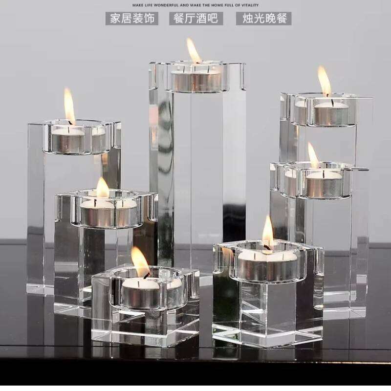 Jinghanlu clear Crystal Candle Holders Small Tealight Candlestick Valentine's Day Candlelight Dinner Table Home decor 9size Y260131