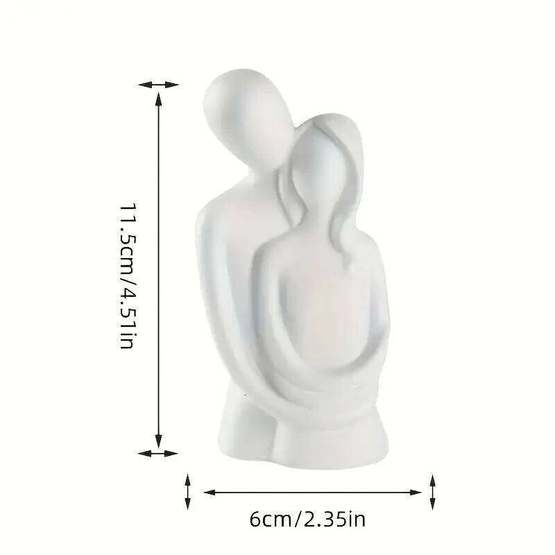 Nordic Minimalist Couple Sculpture Lover Embracing Figure Frosted Ceramic Pure White Gray Statue Wedding Gift Y260202