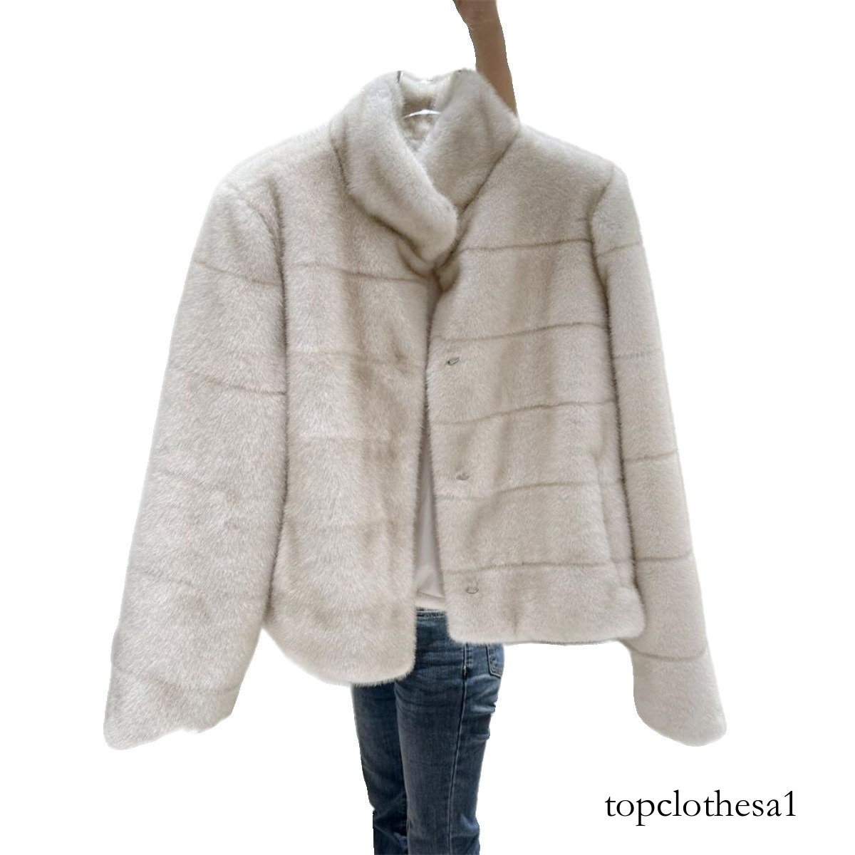 New Luxurious Mink for Women, Faux Rabbit Short Thickened Fur Coat in Winter Beige and Apricot Colors - view 6