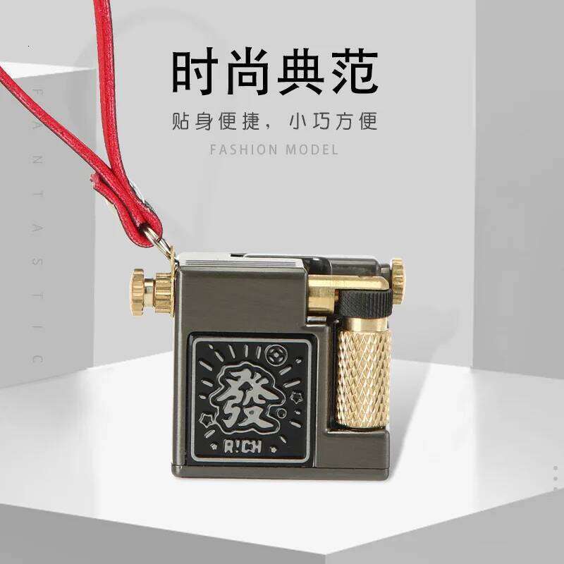 2025 Pure Copper Square Vintage Lighter, Antique Side-Sliding Flint Wheel Kerosene Lighter for Men's Retro Collectible W260202