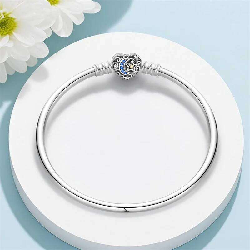 Original 17-20CM Silver 925 Star Moon Starry Trajectory Heart-Shaped Zircon Bracelets Fit DIY Charms Birthday Jewelry H260202