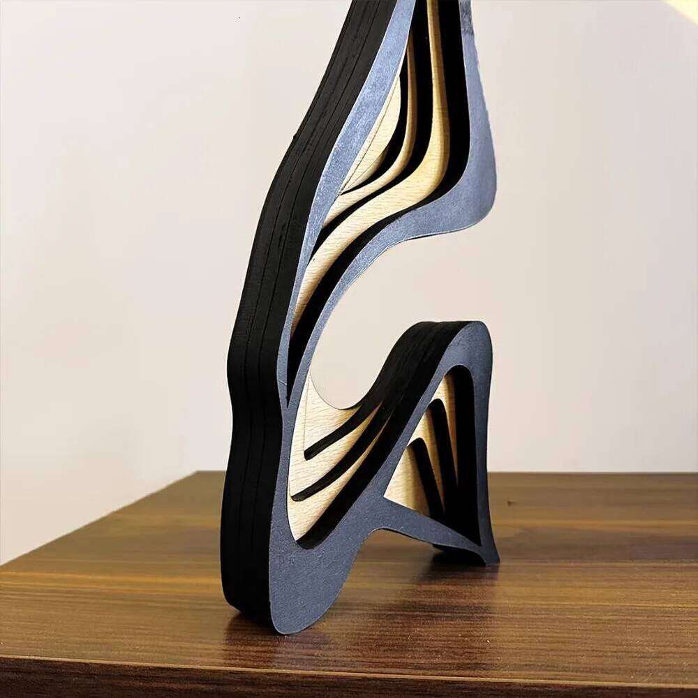 Artistic Abstract Wooden Streamlined Statue Minimalist Bookshelf Room Decoration Desktop Ornaments Home Gifts Y260202