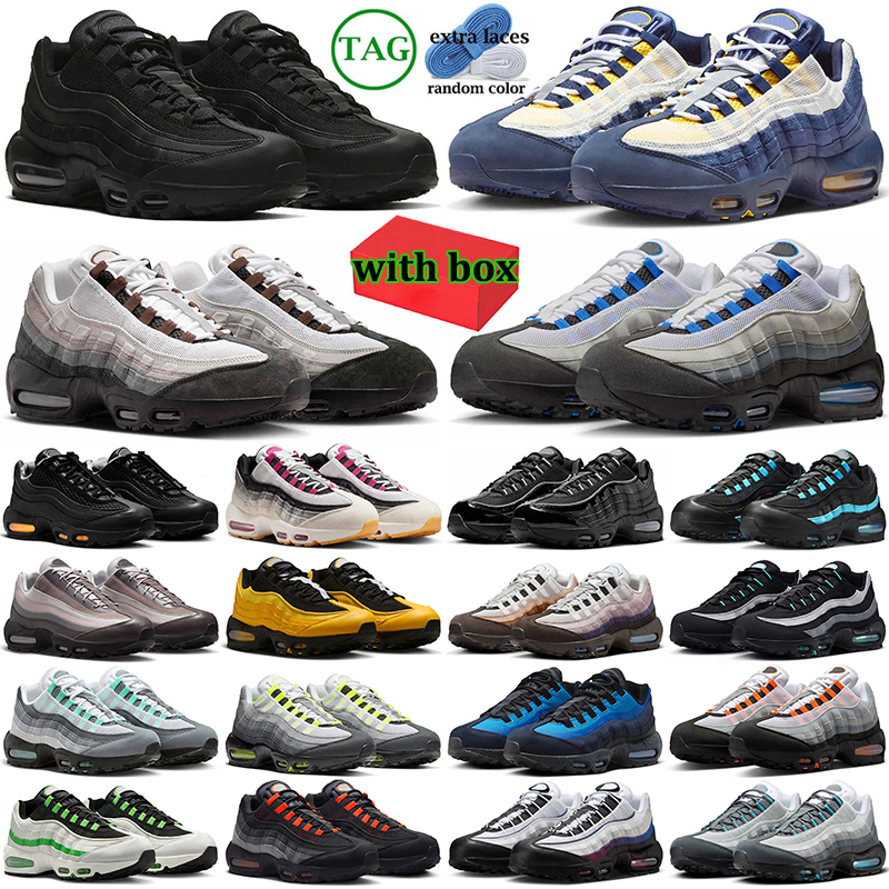 with box 95s designer running shoes men women 95 sneakers triple balck white navy blue stylish durable mens womens outdoor sports trainers