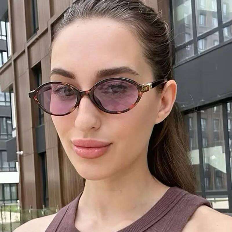 Fashion Oval Simple Literary Women Retro Small Frame Commuting Luxury Brand Design Travel Sunglasses UV400 H260202