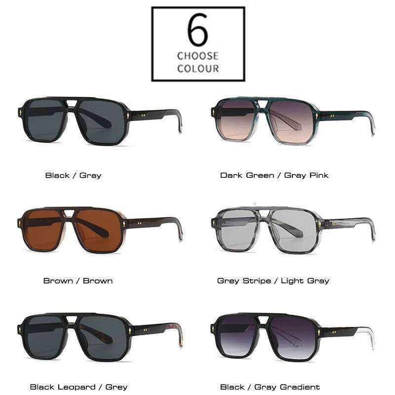 SHAUNA Retro Double Bridges Square Sunglasses Women Gradient Shades UV400 Fashion Brand Designer Rivets Men Sun Glasses H260202