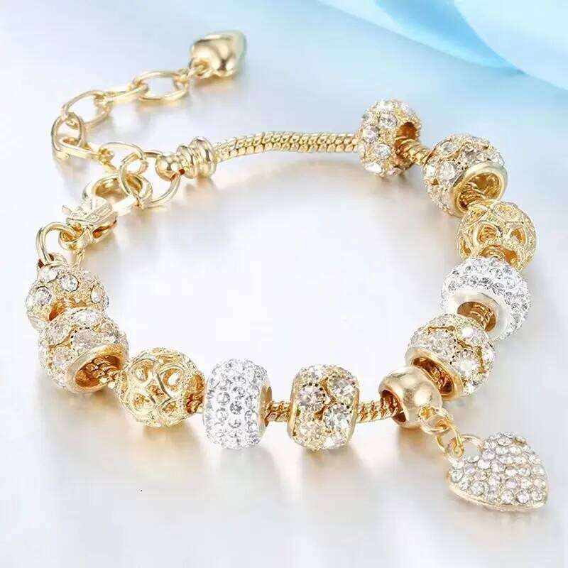 1PC Women's Fashion Type Plate Home Stainless Steel Alloy Multi Element Bead Love Jewelry Bracelet Date Party Holiday Gift H260202