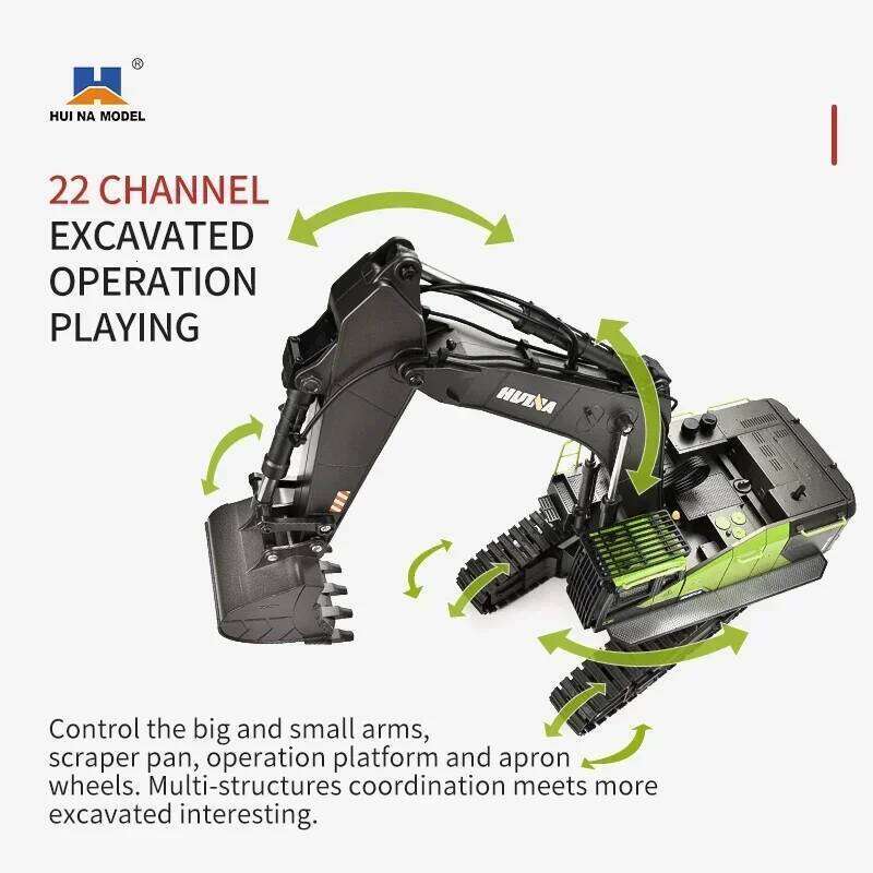 HUINA 1593 RC Excavator 1/14 Metal Alloy Engineering Crawler Tractor 2.4G Electric Remote Control Car Rc Vehicle Toys for Kids Y260131
