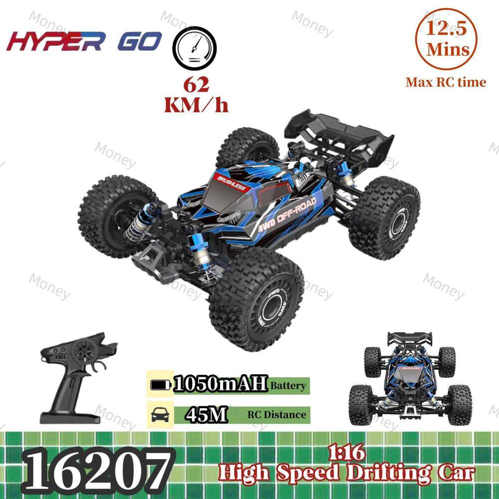 HYPER GO MJX 16207 1:16 RC 62KM/H Brushless 4WD Racing Car High-speed Off-Road Remote Control Toy Y260131