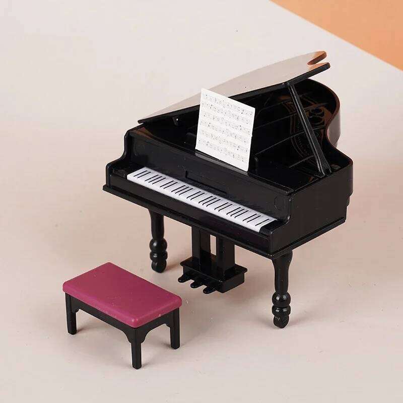 1:12 Dollhouse Miniature Piano Instrument Chair Model Living Room Furniture Decor Toy Doll Home Miniatures Landscape Accessories Y260202