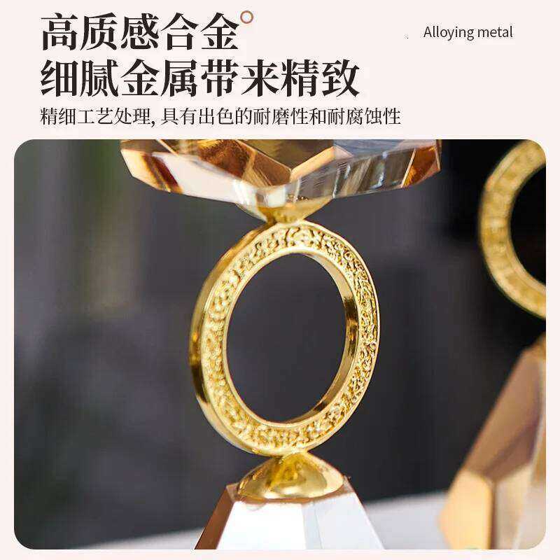 Crystal Simple Modern Champagne Color Decoration Home Metal Aromatherapy Candle Holder Creative Atmosphere Photo Y260131