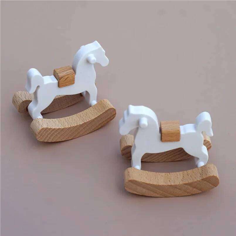 Rocking 1:12 Dollhouse Ornaments Mini Wooden Horse Model Fairy Garden Doll Decorative Accessories Y260202