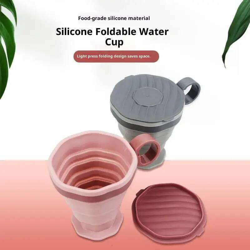 Silicone Folding Coffee Water Portable Outdoor Travel Carrying With Lid Mouthwash Cup Z260202
